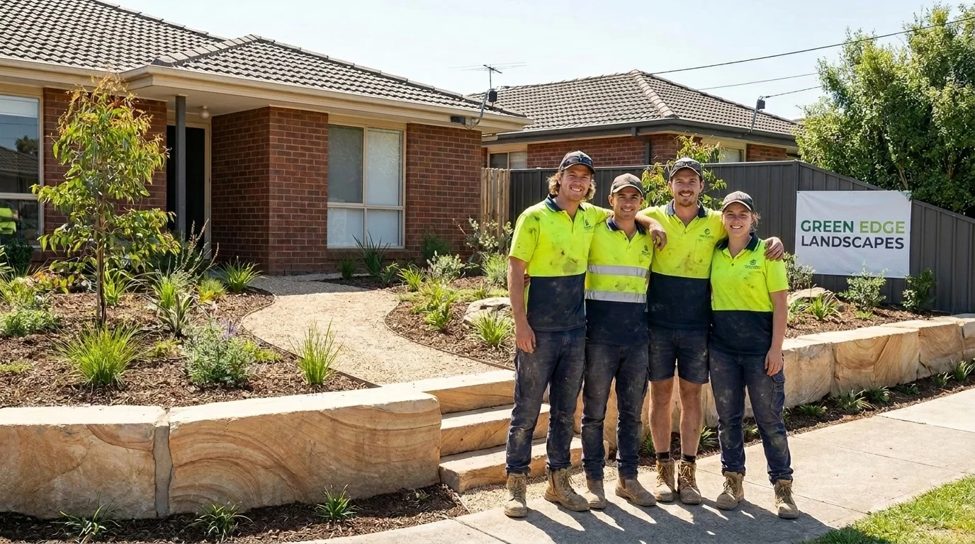 GreenEdge Landscapes crew at a completed Sydney garden