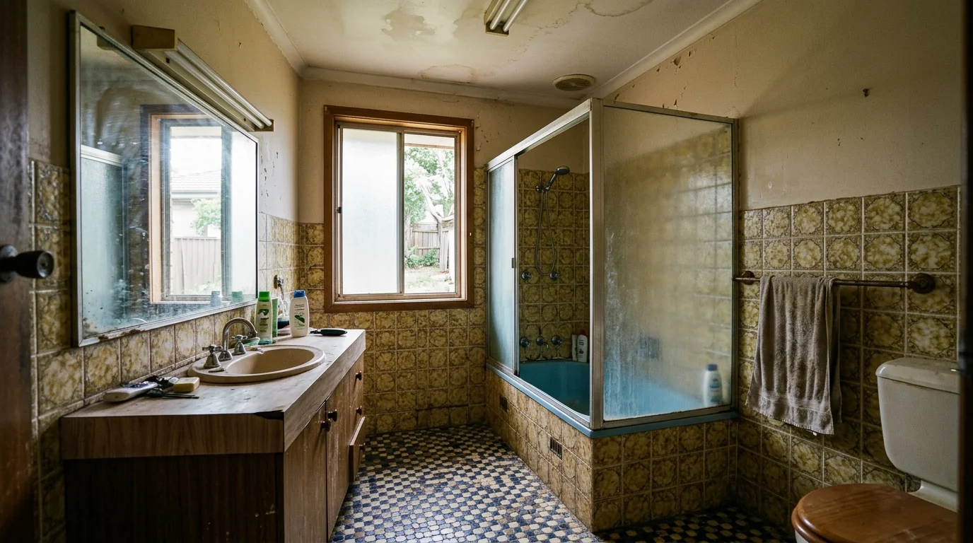 Before bathroom replumb — old galvanised pipes